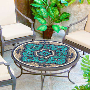 Mosaic Coffee Tables - Round-Iron Accents