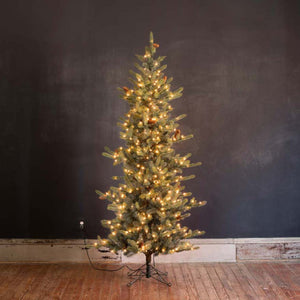 7.5' Park Hill Slim Blue Spruce LED-Iron Accents