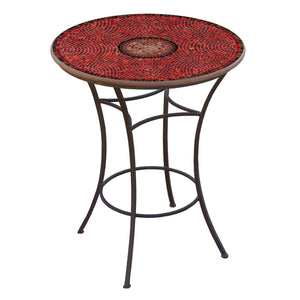 Ruby Glass Mosaic High Dining Table-Iron Accents