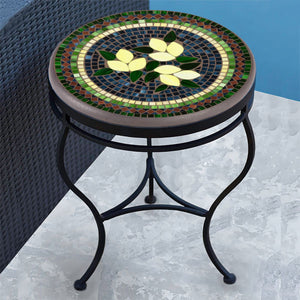 Tuscan Lemons Mosaic Side Table-Iron Accents