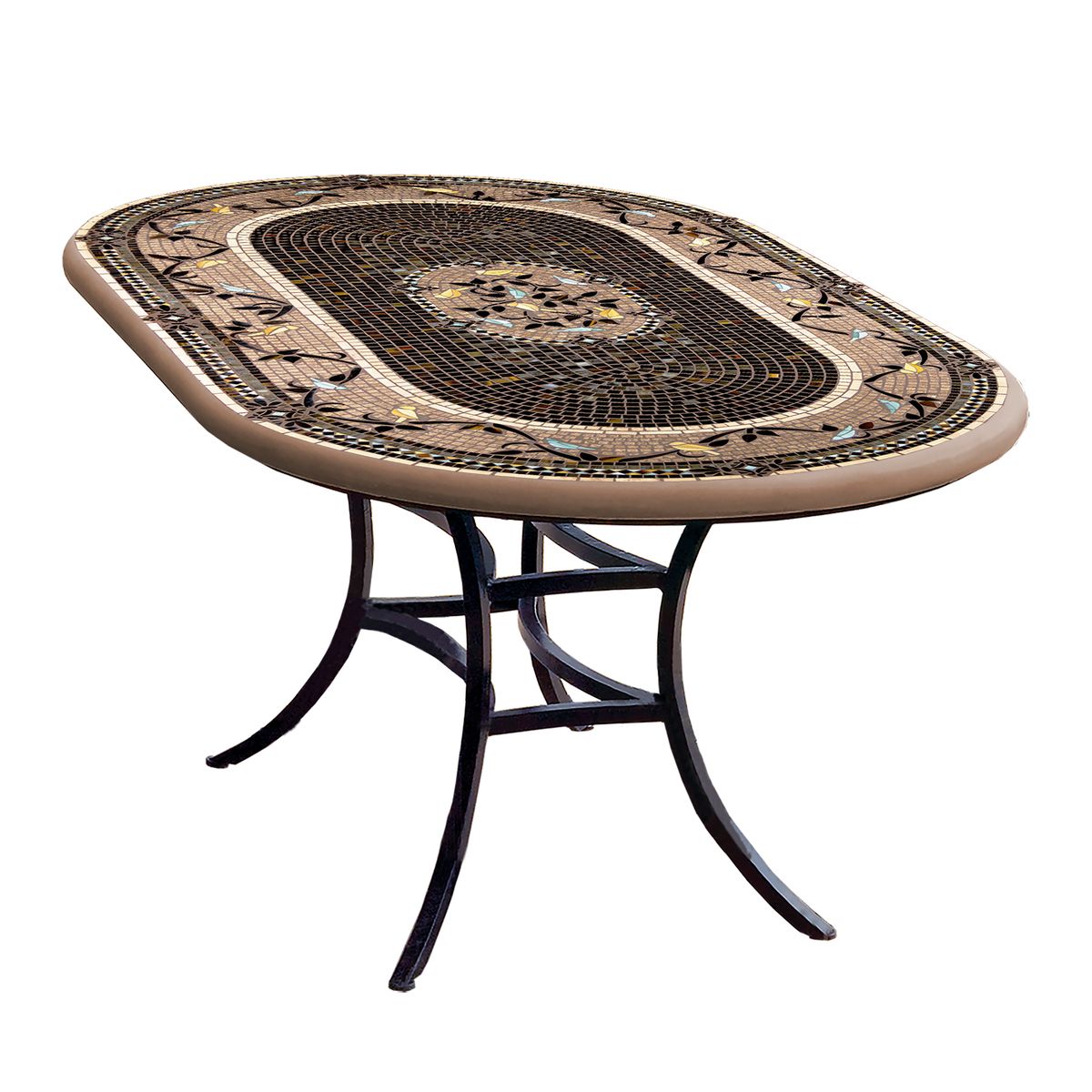 Provence Mosaic Oval Bistro-Iron Accents