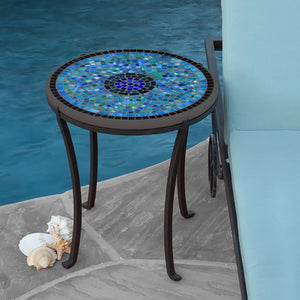 Opal Glass Mosaic Chaise Table-Iron Accents