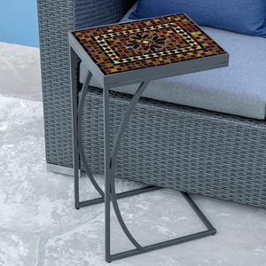 Mahogany Atlas Mosaic C-Table-Iron Accents