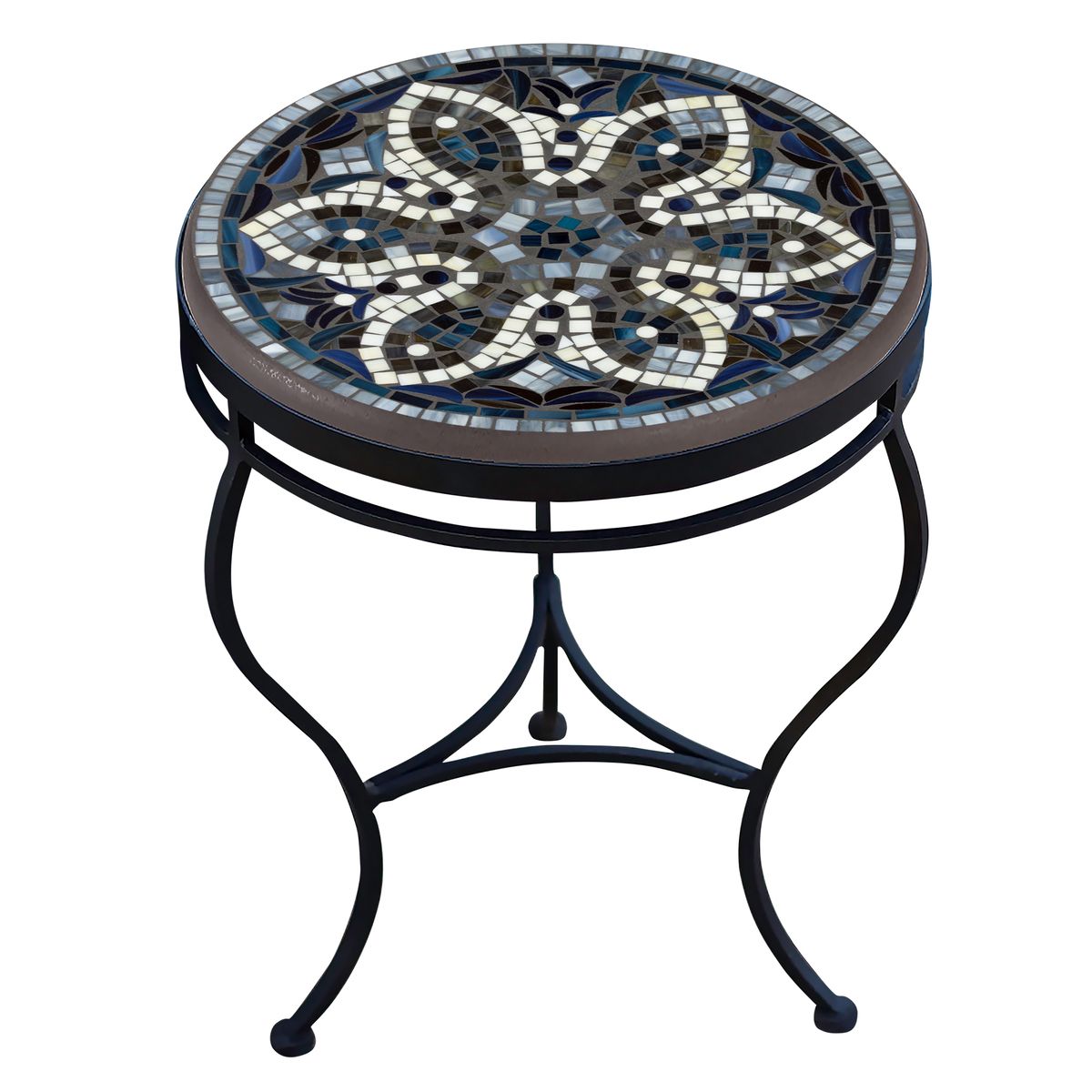Grigio Mosaic Side Table-Iron Accents