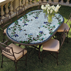 Royal Hummingbird Mosaic Oval Bistro-Iron Accents