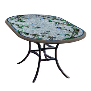 Royal Hummingbird Mosaic Oval Bistro-Iron Accents