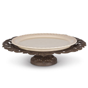 Pedestal Serving Platter-Iron Accents