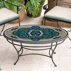 Sardinia Mosaic Coffee Table - Oval-Iron Accents