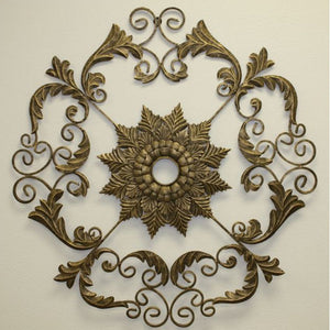 Burnished Gold Ceiling Medallion-Iron Accents