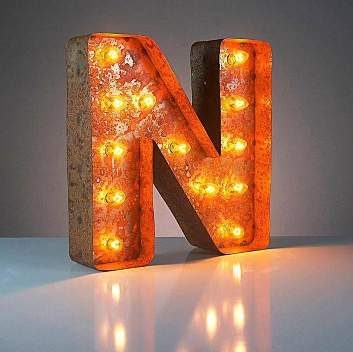 Vintage Lighted Letter - N-Iron Accents
