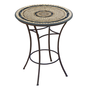 Slate Stone Mosaic High Dining Table-Iron Accents