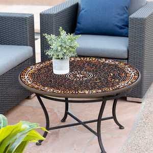 Mahogany Atlas Mosaic Coffee Table-Iron Accents