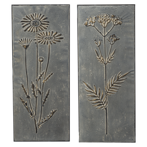 Grey Wash Flower Plaques