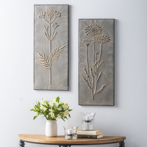 Grey Wash Flower Plaques