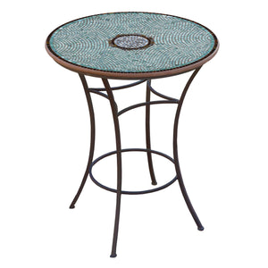 Jade Glass Mosaic High Dining Table-Iron Accents