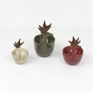 Ceramic Deer Bowls (Set-3)-Holiday | Iron Accents