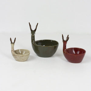 Ceramic Deer Bowls (Set-3)-Holiday | Iron Accents
