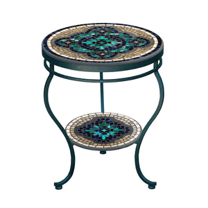 Sardinia Mosaic Side Table - Tiered-Iron Accents