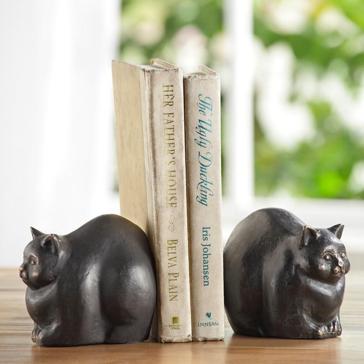 Chubby Cat Bookends-Decor | Iron Accents