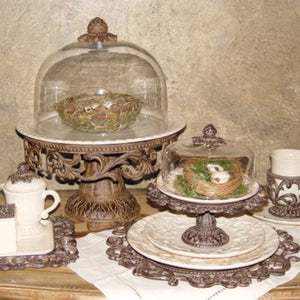 Covered Cake Pedestal-Iron Accents