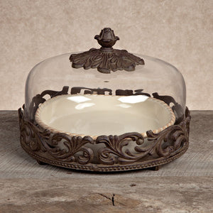 Covered Pie Plate-Iron Accents