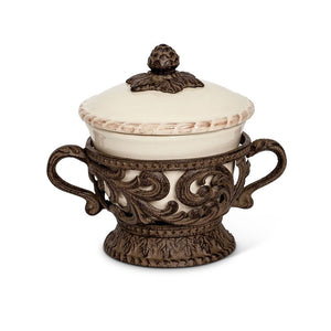 Covered Soup Bowl-Iron Accents