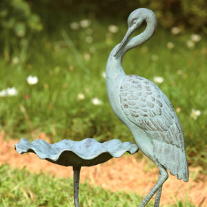 Crane Birdbath-Garden | Iron Accents