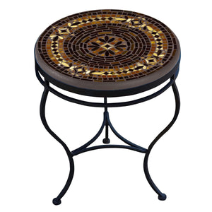 Mahogany Atlas Mosaic Side Table-Iron Accents