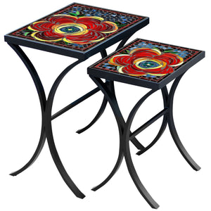 Zinnia Mosaic Nesting Tables-Iron Accents