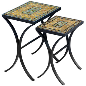 Malibu Mosaic Nesting Tables-Iron Accents