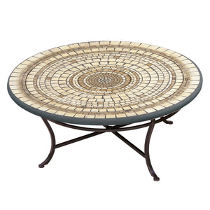 Marble Stone Mosaic Coffee Table-Iron Accents