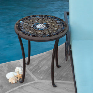 Slate Glass Mosaic Chaise Table-Iron Accents