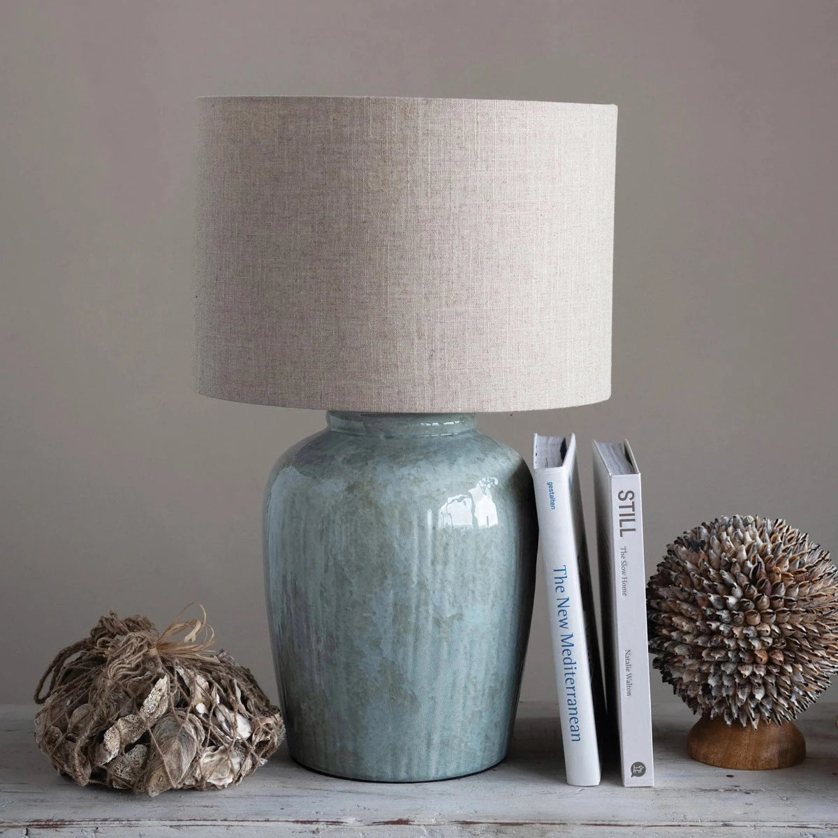 Coastal Whisper - Aqua Glazed Stoneware Lamp