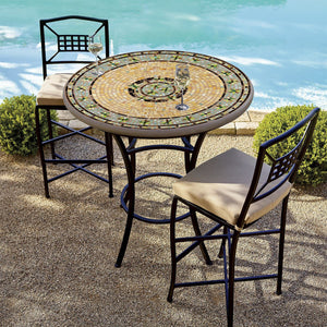 Malibu Mosaic High Dining Table-Iron Accents