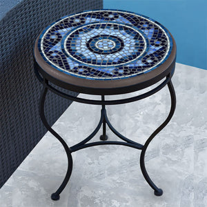 Navagio Mosaic Side Table-Iron Accents