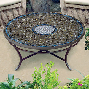 Slate Glass Mosaic Coffee Table-Iron Accents