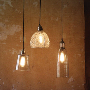 Electric Pendant Lamp w/ Glass-Lighting | Iron Accents