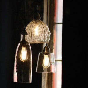 Electric Pendant Lamp w/ Glass-Lighting | Iron Accents
