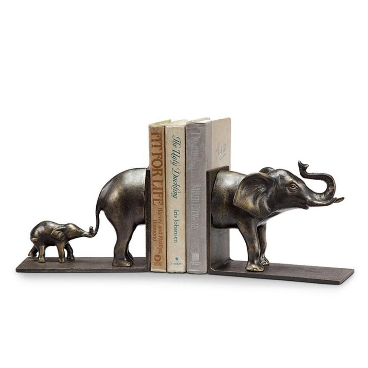 Elephant and Baby Bookends-Decor | Iron Accents
