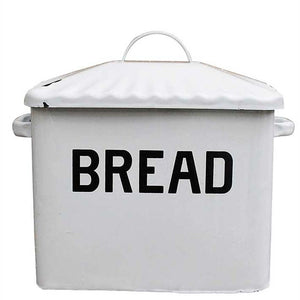 Enameled Metal Bread Box-Iron Accents