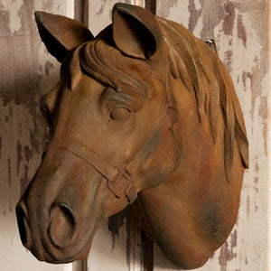 Small Stone Horse Head-Iron Accents