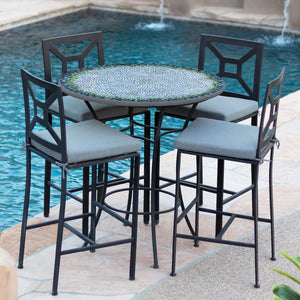 Belize Mosaic High Dining Table-Iron Accents