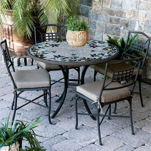 Royal Hummingbird Mosaic Patio Table-Iron Accents