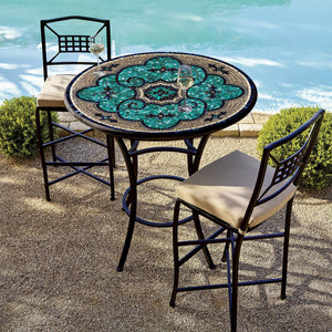 Sardinia Mosaic High Dining Table-Iron Accents