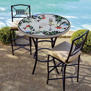Hummingbird Mosaic High Dining Table-Iron Accents