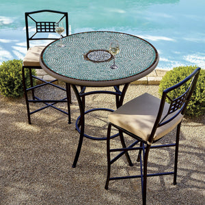 Jade Glass Mosaic High Dining Table-Iron Accents