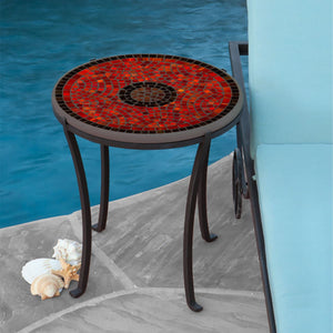 Ruby Glass Mosaic Chaise Table-Iron Accents