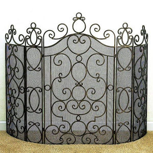 Faux Antique Fire Screen-Iron Accents