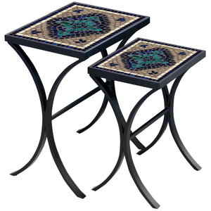 Sardinia Mosaic Nesting Tables-Iron Accents