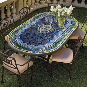Lake Como Mosaic Oval Bistro-Iron Accents